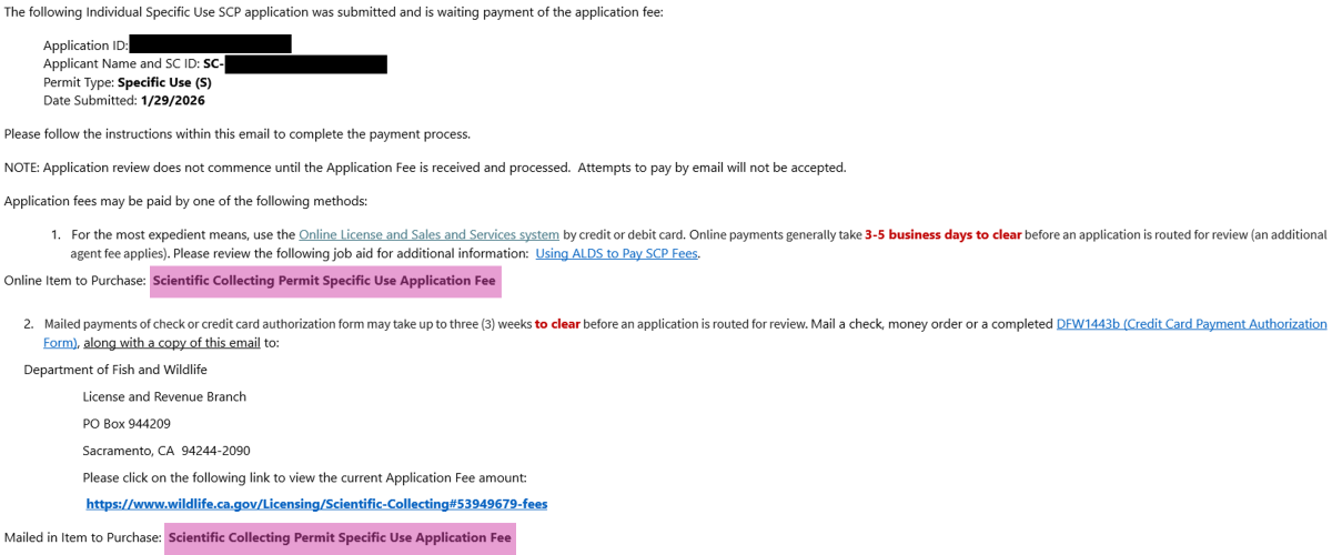 SCPP confirmation email screenshot